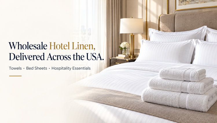 Wholesale hotel linen - white hotel bed sheets and towels delivered across the USA