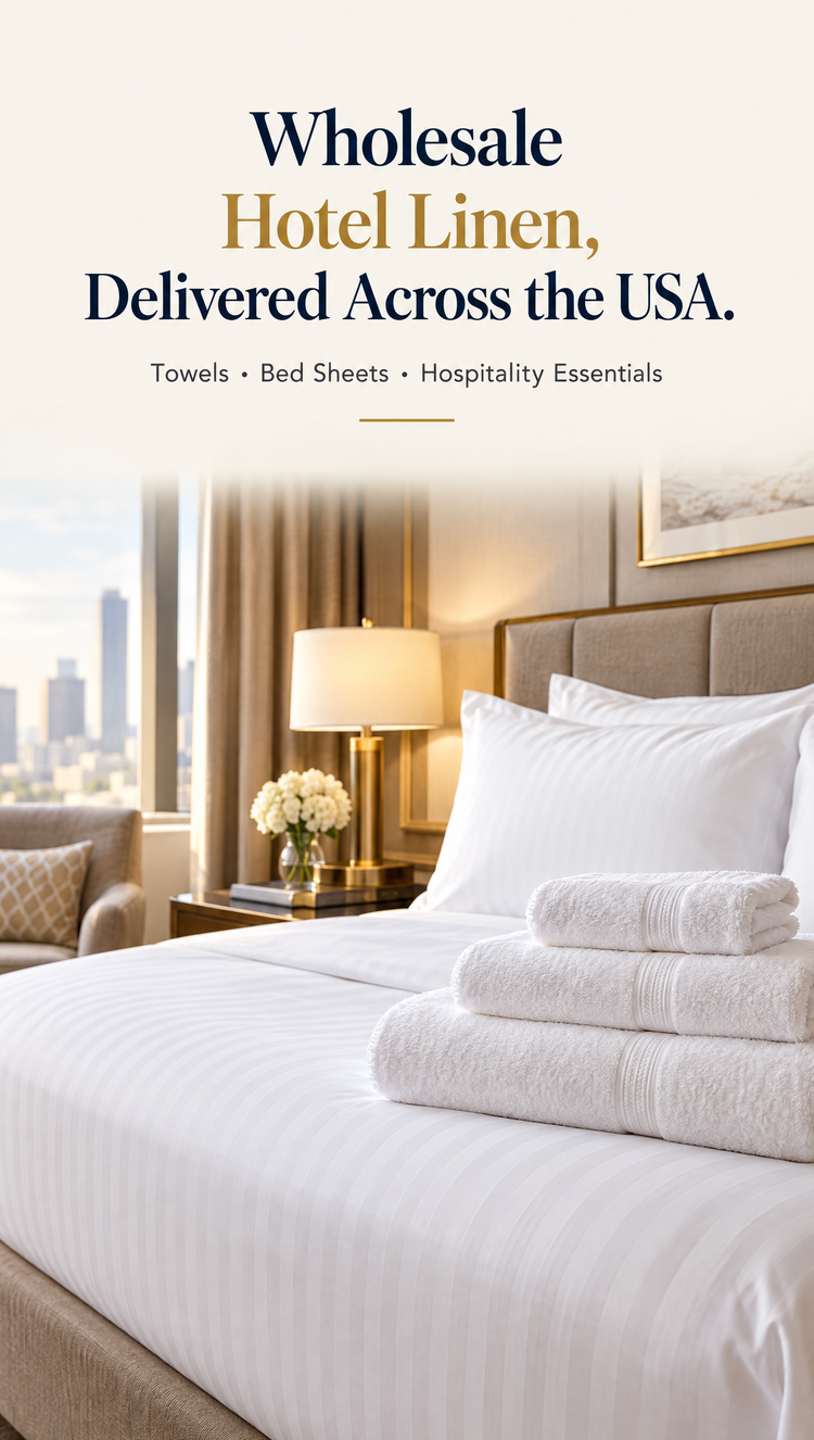 Wholesale hotel linen - white hotel bed sheets and towels delivered across the USA