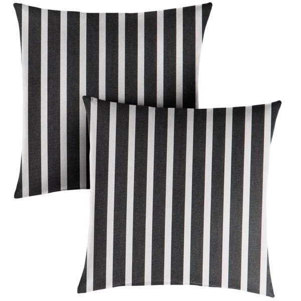 2 Sunbrella Stripe Pillow Black-White
