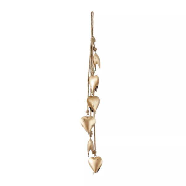 Metal Bohemian Heart Bells Gold