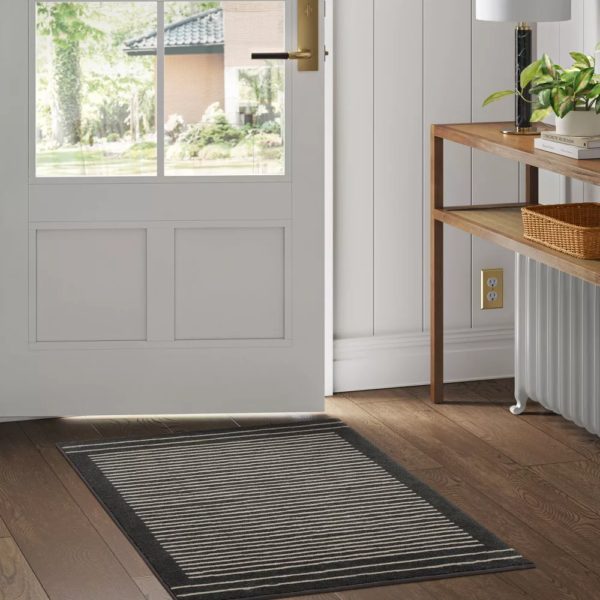 Washable Knitted Stripe Accent Rug