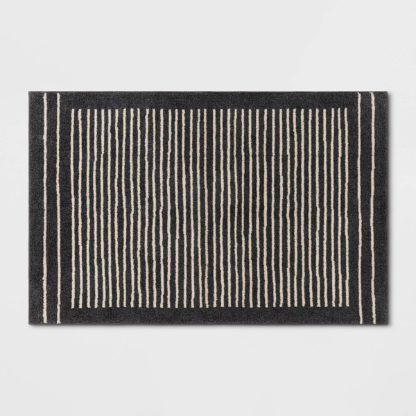 Washable Knitted Stripe Accent Rug