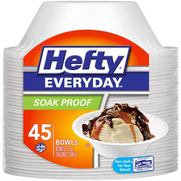 Hefty Foam Disposable Bowl 45ct-12oz