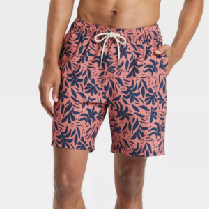 Mens 7 4-Way Stretch Elevated Elastic Waist Swim Shorts