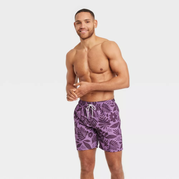 Mens 7 Floral Print Swim Shorts