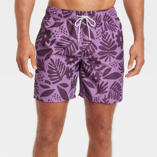 Mens 7 Floral Print Swim Shorts