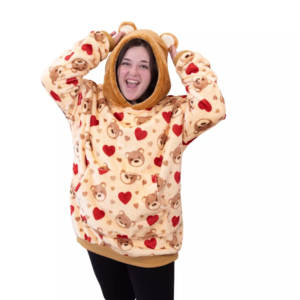 Plushible Teddy Hearts Snugible Blanket Hoodie Plushie