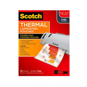 Scotch 25ct Thermal Laminating Pouches Letter Size 5mm