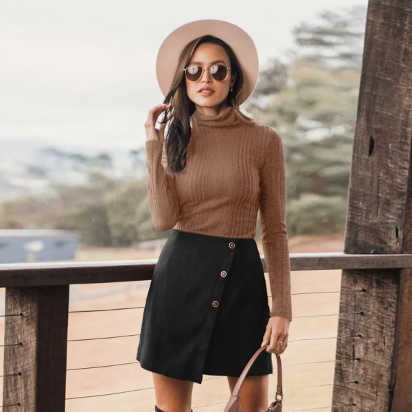 Womens Corduroy Button-Front Mini Wrap Skirt - Cupshe