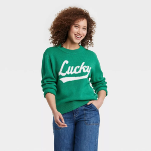 Womens Lucky Graphic Sweater - Green