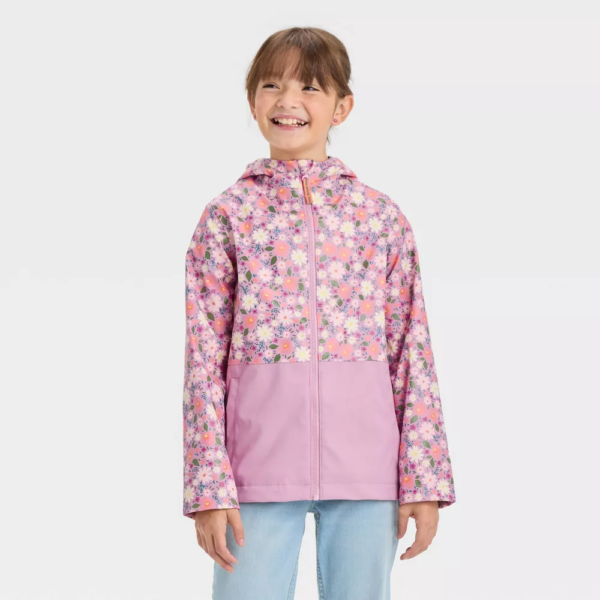 Girls Floral Printed Rain Coat - Cat Jack™ Lavender