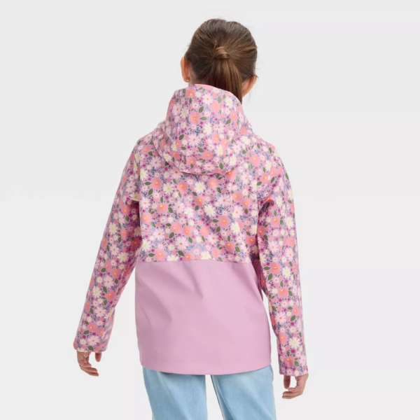 Girls Floral Printed Rain Coat - Cat Jack™ Lavender