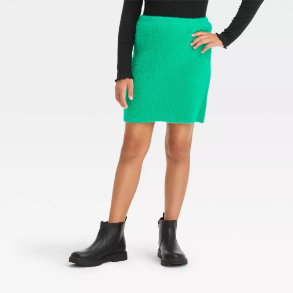 Girls Fuzzy Ribbed Sweater Skirt - art class™