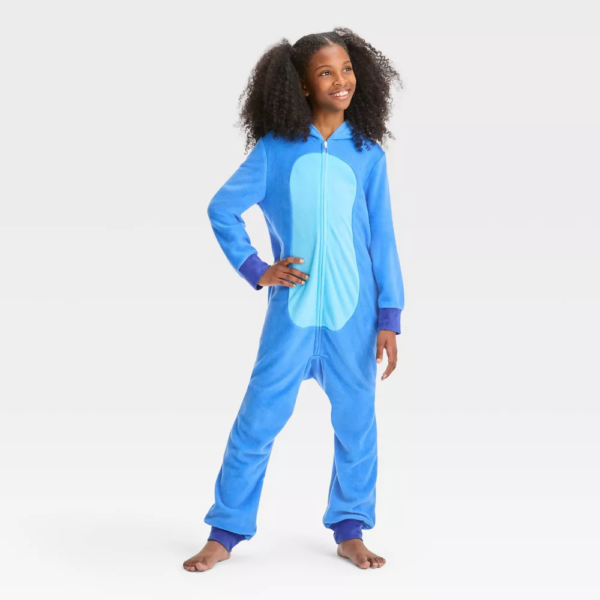 Girls Lilo Stitch Hooded Union Suit - Blue