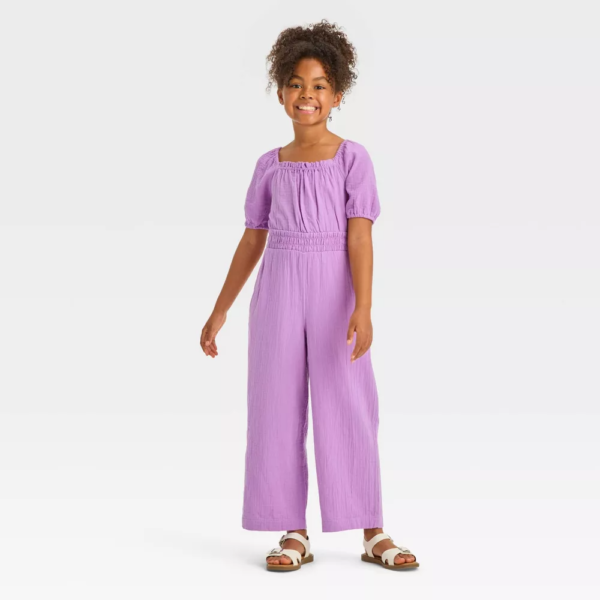 Girls Short Sleeve Open-Back Jumpsuit - Cat Jack™