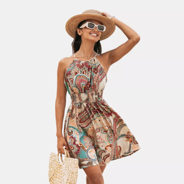 Womens Paisley Halter Mini Dress - Cupshe