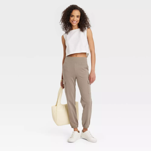 Womens Relaxed Fit Super Soft Cargo Joggers - A New Day™